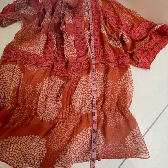 Daniel Rainn sheer embroidered boho blouse 1X - Picture 4 of 5